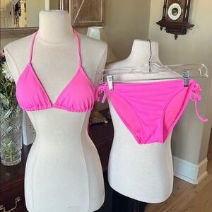 Pink String Bikini Set Top Bottoms